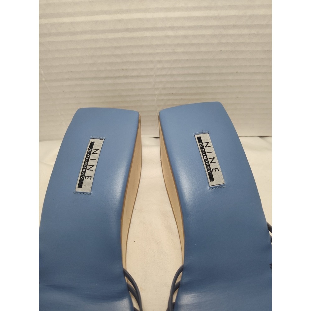 NIB Nine & Co Sea Blue Houghton Leather Wedge Strappy Sandals 8M New Old Stock - Picture 4 of 9